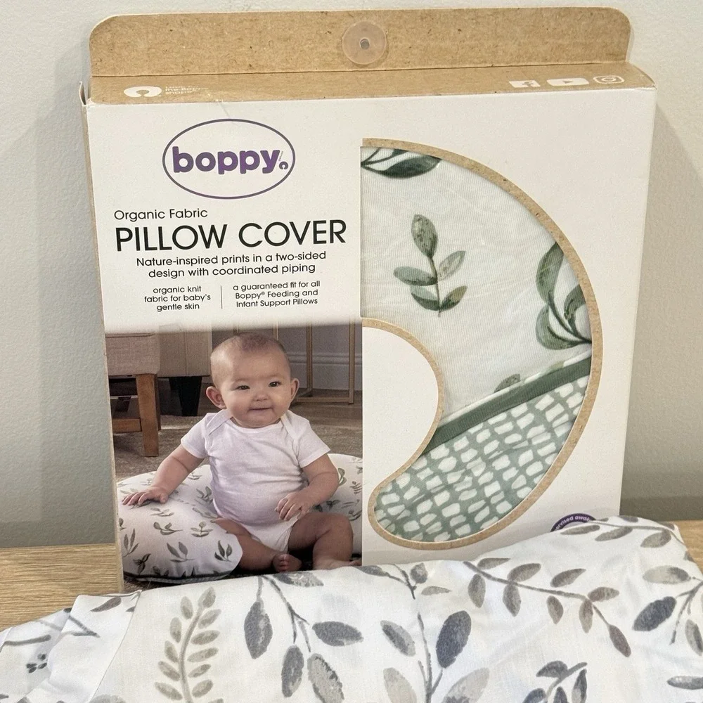 Boppy‎ Original Nursing Pillow Slipcover Green Floral New Plus Extra Used Cover